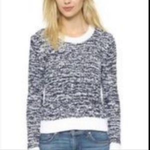 Rag & Bone Bright White And Navy Textured Cotton Sweater In Size XS.